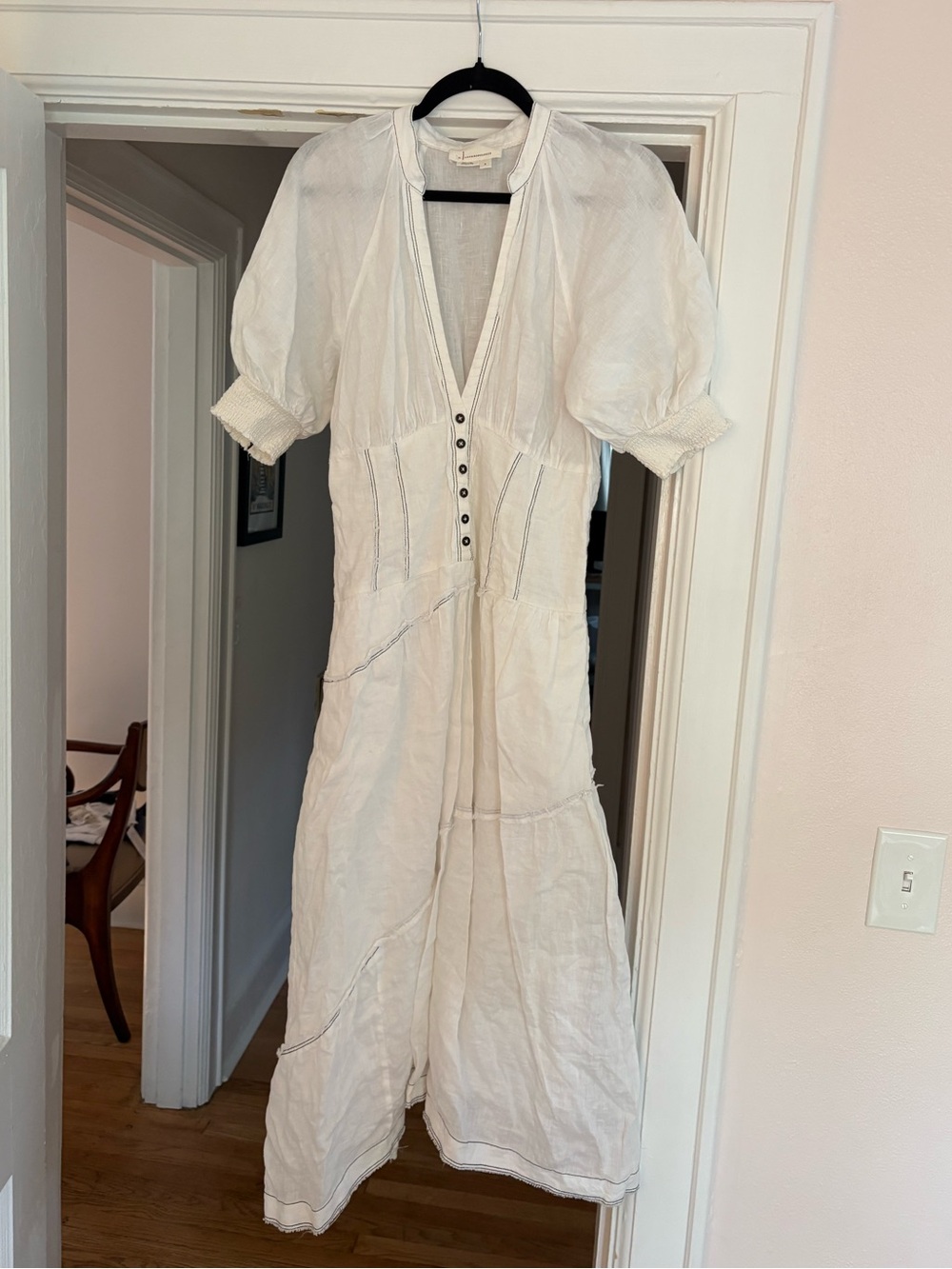 Anthropologie V-Neck Corset Midi Shirt Dress - Picture 2 of 5